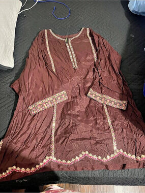 Charizma Embroidered Brown Kurta Set